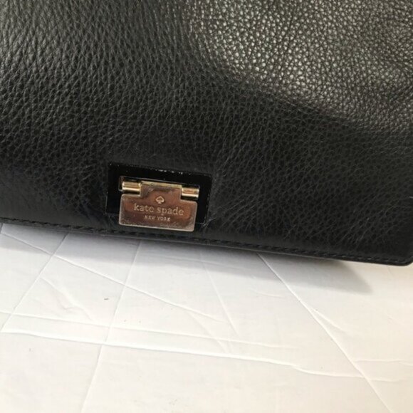 KATE SPADE Magnolia Park Pebble Leather Suede Satchel Shoulder Bag Large Logo - Picture 9 of 15